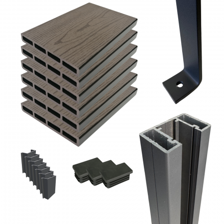 Kit Panou Gard din Lemn Compozit WPC Maro-Lemn si Cadru Gard din Aluminiu. Asamblare DoItYourself [7]