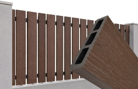 SIPCA GARD WPC - Placa de Gard WPC Co-extrudat 80x20 mm, Maro Nuc, Lungime 2 m și 2.9 m