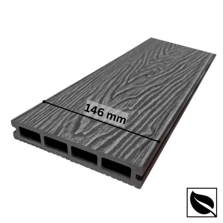 Placa deck terasa WPC 3D, tip pardoseala/dusumea WPC, 150x22mm, gri antracit lemn [4]