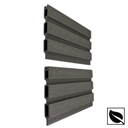 Riflaj cu fata dubla Gri Antracit din WPC Lemn Compozit . Riflaj pentru Gard si Paravan VIVODECOR 164x21mm, Lungime 2 m [2]