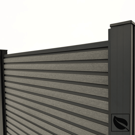 Riflaj cu fata dubla Gri Antracit din WPC Lemn Compozit . Riflaj pentru Gard si Paravan VIVODECOR 164x21mm, Lungime 2 m [3]