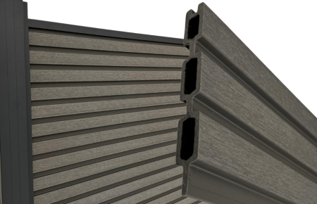 WPC GARD - Riflaj cu fata dubla Gri Antracit din WPC Lemn Compozit . Riflaj pentru Gard si Paravan VIVODECOR 164x21mm, Lungime 2 m