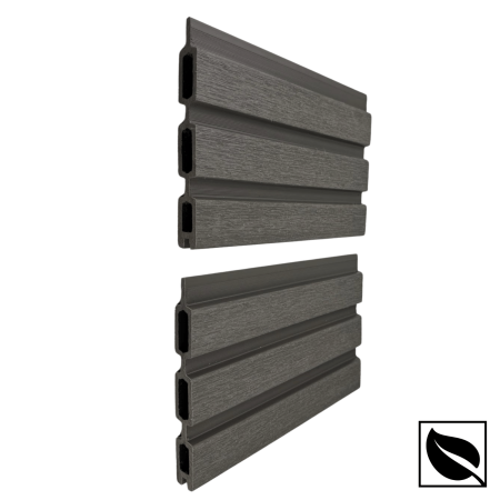 Riflaj cu fata dubla Gri Antracit din WPC Lemn Compozit . Riflaj pentru Gard si Paravan VIVODECOR 164x21mm, Lungime 2 m [3]