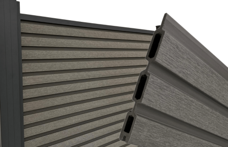 WPC GARD - Riflaj cu fata dubla Gri Antracit din WPC Lemn Compozit . Riflaj pentru Gard si Paravan VIVODECOR 164x21mm, Lungime 2 m