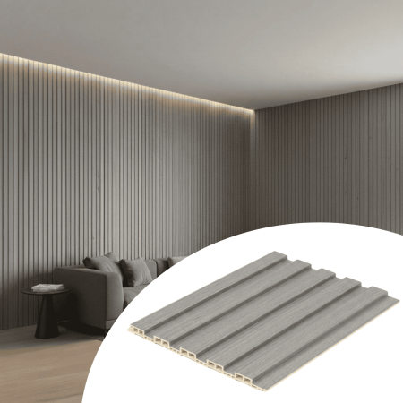 RIFLAJ INTERIOR - Riflaj de interior textura lemn Gri 159 x 2800mm. Panou decorativ din WPC