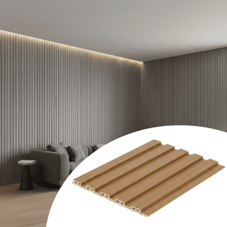 RIFLAJ INTERIOR - Riflaj de interior textura Lemn Tei 159 x 2800mm. Panou decorativ din WPC