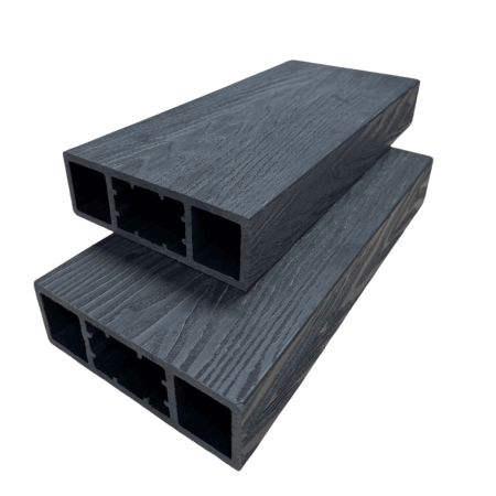 Riflaj Decorativ WPC Lemn Compozit 3 D Gri Antracit 150x50 mm, Profil Rectangular Dublu Ramforsat, Lungime 3.5 m [2]