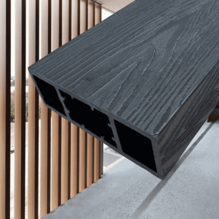 RIFLAJ WPC - Riflaj Decorativ WPC Lemn Compozit 3 D Gri Antracit 150x50 mm, Profil Rectangular Dublu Ramforsat, Lungime 3.5 m