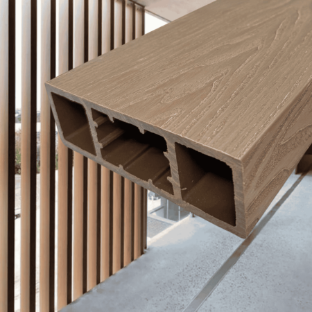 RIFLAJ WPC - Riflaj Decorativ WPC Lemn Compozit 3 D Maro 150x50 mm, Profil Rectangular Dublu Ramforsat, Lungime 3.5 m