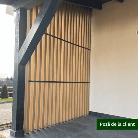 Riflaj Decorativ WPC Lemn Compozit Bej, Profil Rectangular 150x50 mm, Lungime 3.5 m, Dublu Ramforsat [6]