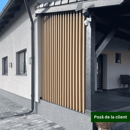 Riflaj Decorativ WPC Lemn Compozit Bej, Profil Rectangular 150x50 mm, Lungime 3.5 m, Dublu Ramforsat [5]