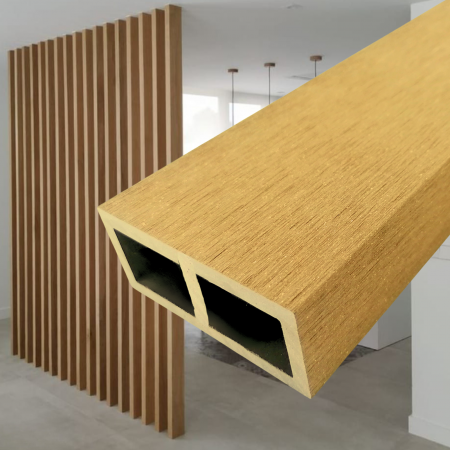 RIFLAJ WPC - Riflaj WPC Lemn Compozit Bej Tub 100x50x5 mm. Profil Rectangular Ramforsat, Lungime 2900 mm
