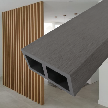 RIFLAJ WPC - Riflaj WPC Lemn Compozit Gri Tub 100x50x5 mm. Profil Rectangular Ramforsat, Lungime 2900 mm