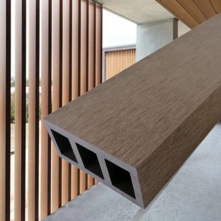 RIFLAJ WPC - Profil Tub WPC, Lemn Compozit pentru Riflaj Decorativ, 80x35x2900 mm, Dublu Ramforsat, Maro