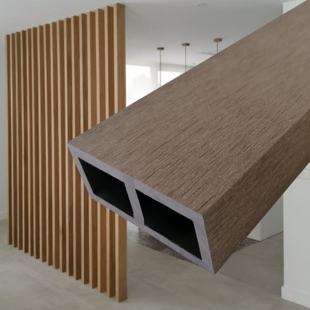 Riflaj WPC Lemn Compozit Maro Tub 100x50x5 mm. Profil Rectangular Ramforsat, Lungime 2900 mm