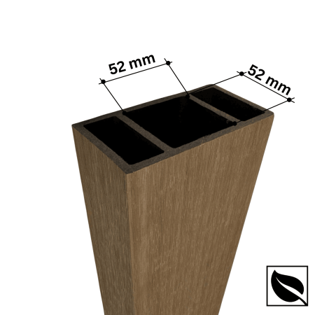 Riflaj Exterior Maro Stejar 120x62 mm, WPC Co-extrudat, Profil Tub Rectangular Ramforsat, Lungime 3.5 m [3]