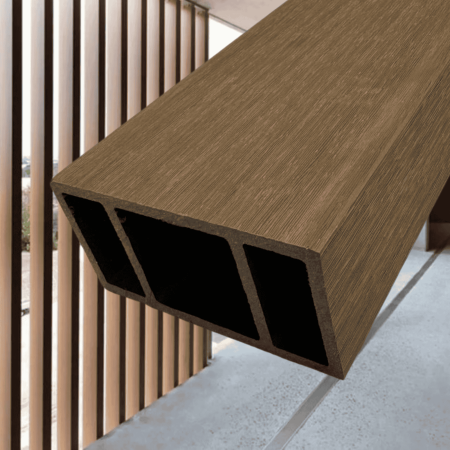 RIFLAJ WPC - Riflaj Exterior Maro Stejar 120x62 mm, WPC Co-extrudat, Profil Tub Rectangular Ramforsat, Lungime 3.5 m