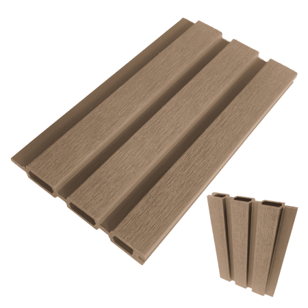 WPC GARD - Riflaj pentru Gard si Paravan VIVODECOR 164x21mm, Lungime 2 m, Riflaj cu Fata Dubla Maro Alun din WPC Lemn Compozit .