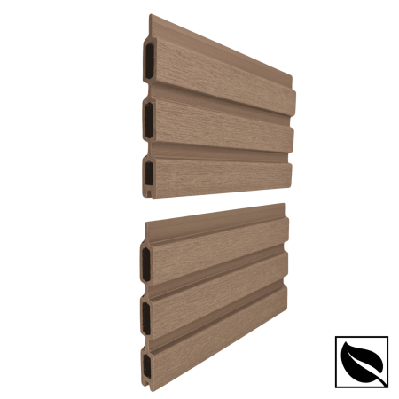 Riflaj pentru Gard si Paravan VIVODECOR 164x21mm, Lungime 2 m, Riflaj cu Fata Dubla Maro Stejar din WPC Lemn Compozit . [1]