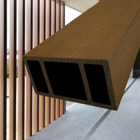 RIFLAJ WPC - Riflaj Perete despartitor WPC Co-extrudat pentru exterior Maro Stejar 100x52x2900mm, Profil Tub Rectangular Ramforsat