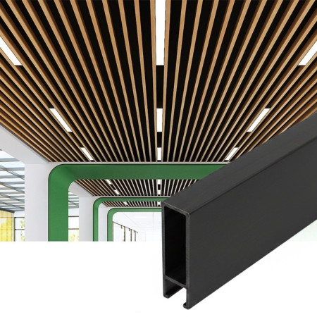 RIFLAJ TAVAN - Riflaj Tavan WPC, Profil U 30x100 mm, culoare Gri Antracit, Lungime 2.8m