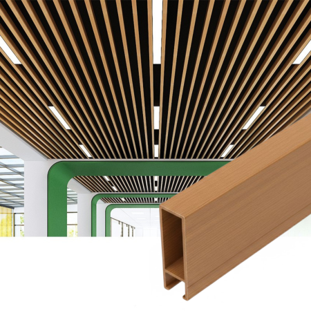 RIFLAJ TAVAN - Riflaj Tavan WPC, Profil U 30x100 mm, culoare Maro Auriu, Lungime 2.8m