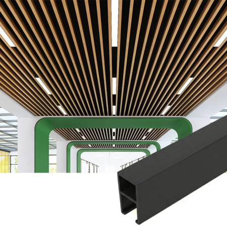 RIFLAJ TAVAN - Riflaj Tavan WPC, Profil U 30x50 mm, culoare Gri Antracit , Lungime 2.8 m