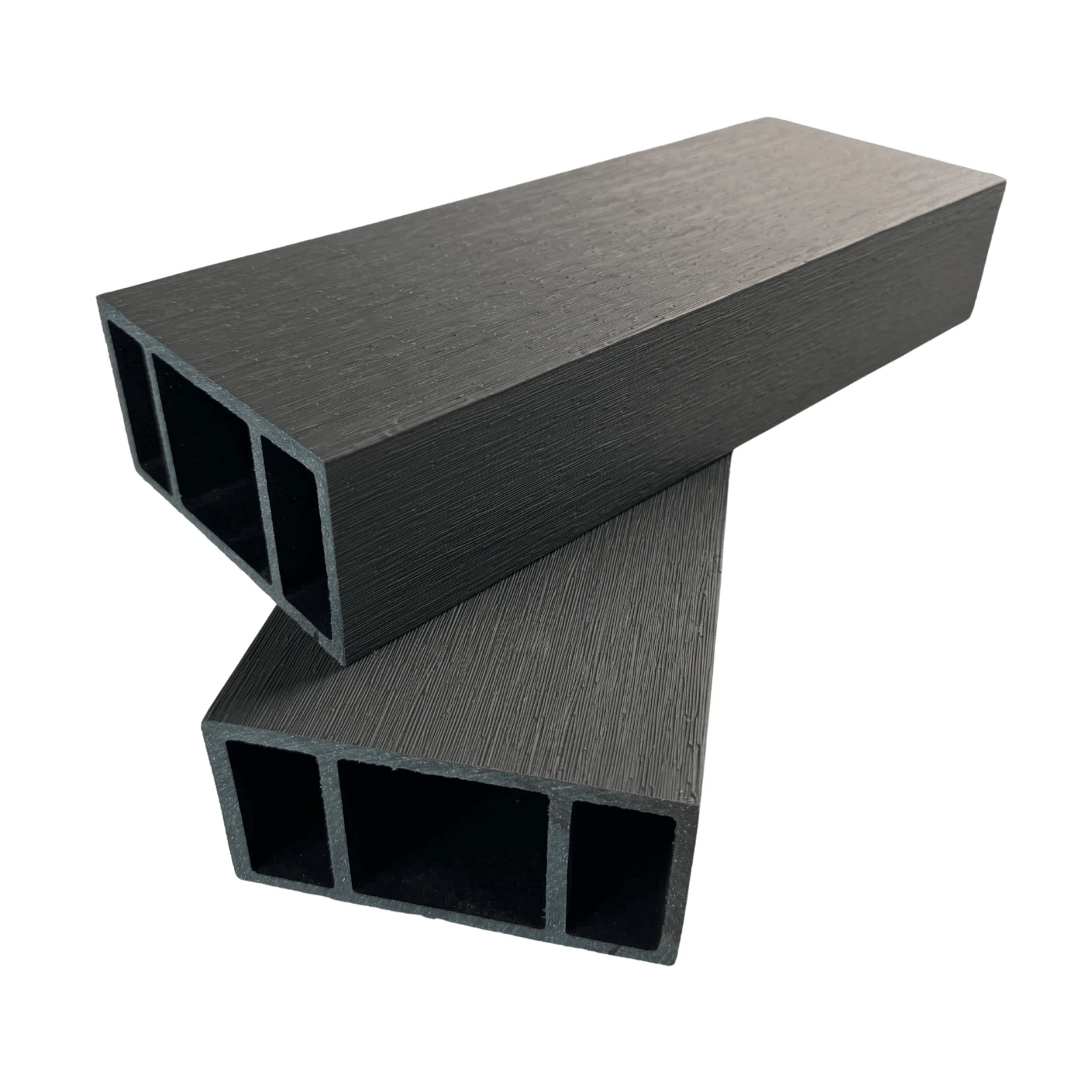 Riflaj Tub Gri Argintiu 100x52 mm, WPC Co-extrudat, Profil Rectangular Ramforsat Exterior, Lungime 2.9 m [1]