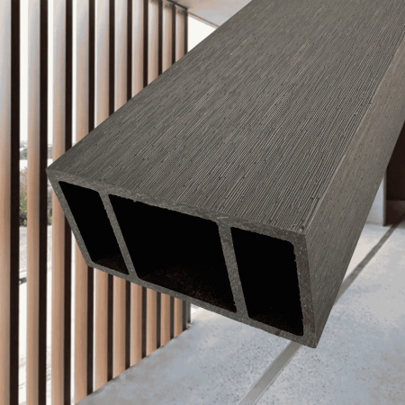 RIFLAJ TUB WPC - Riflaj Tub Gri Argintiu 100x52 mm, WPC Co-extrudat, Profil Rectangular Ramforsat Exterior, Lungime 2.9 m