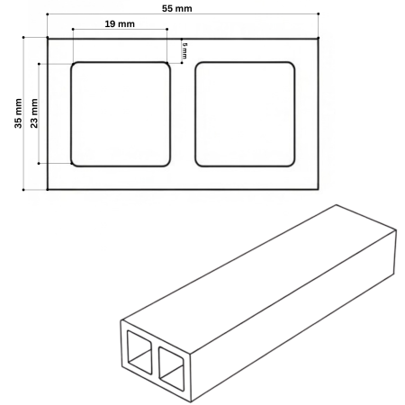 Profil Tub WPC, Lemn Compozit pentru Riflaj Decorativ, 55x35x2900 mm, Ramforsat, Bej [4]