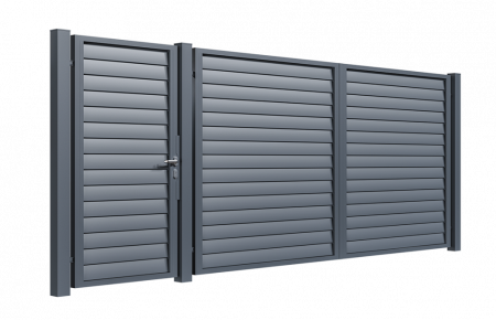 PORTI ALUMINIU - Set Poarta Auto Si Poarta Pietonala Din Aluminiu, Model Armura