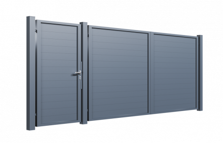 PORTI ALUMINIU - Set Poarta Auto Si Poarta Pietonala Din Aluminiu, Model Compact