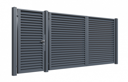 PORTI ALUMINIU - Set Poarta Auto Si Poarta Pietonala Din Aluminiu, Model Stor