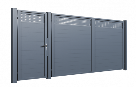 PORTI ALUMINIU - Set Poarta Auto Si Poarta Pietonala Din Aluminiu, Model Trafor