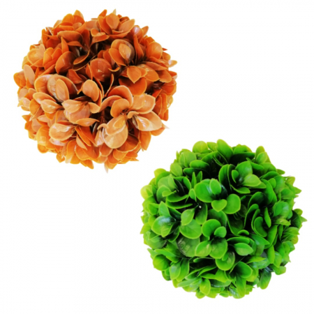 SFERE DECOR - Set Sfere Plante Artificiale 20 cm Autumn Bush & Spring Bush