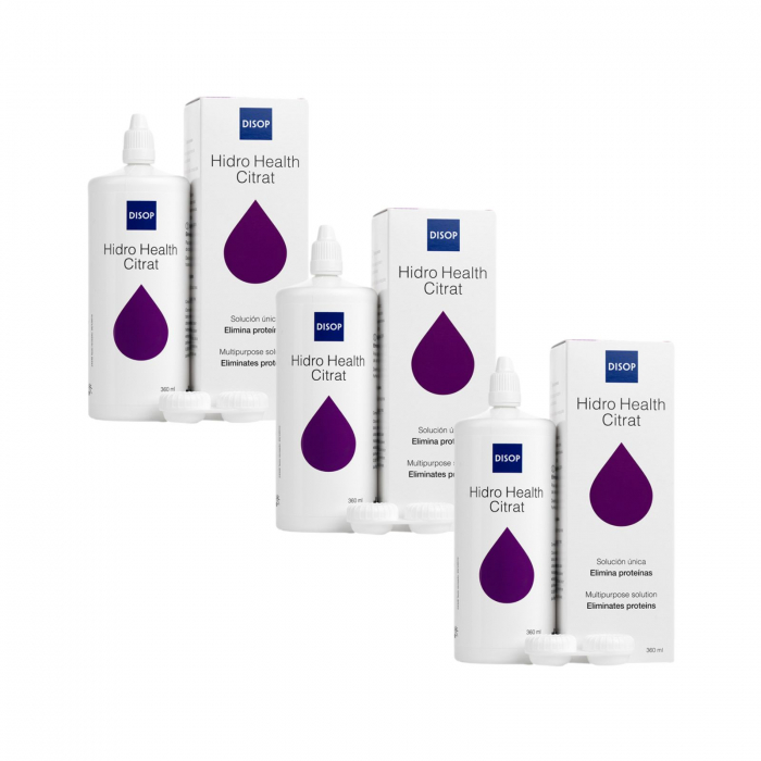 Pachet solutie intretinere lentile de contact, Hidro Health Citrat, 3x 360 ml [1]