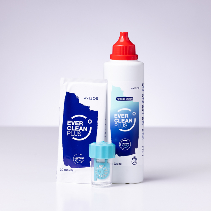 Solutie intretinere lentile de contact pe baza de Peroxid, Everclean Plus, 225 ml +30 tablete deproteinizare [3]