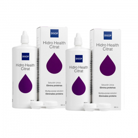 Pachete întreținere lentile moi - Pachet solutie intretinere lentile de contact, Hidro Health Citrat, 2x 360 ml