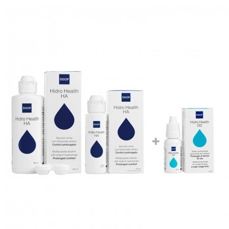 Pachete întreținere lentile moi - Pachet curatare si hidratare lentile soft, Hidro health HA 360ml, Hidro Health HA 100 ml, Hidro Health DD 15 ml