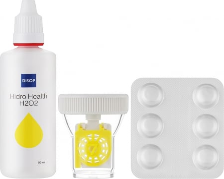 Soluții lentile dure - Solutie intretinere lentile de contact pe baza de Peroxid, Hidro Health H2O2, 60 ml