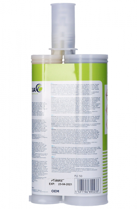 Adeziv epoxidic bicomponent pentru metal, Finixa PLI 50, pentru inlocuirea cositorului în operaţiunile de reparare a panourilor de metal si aluminiu, cantitate 220 ml [3]