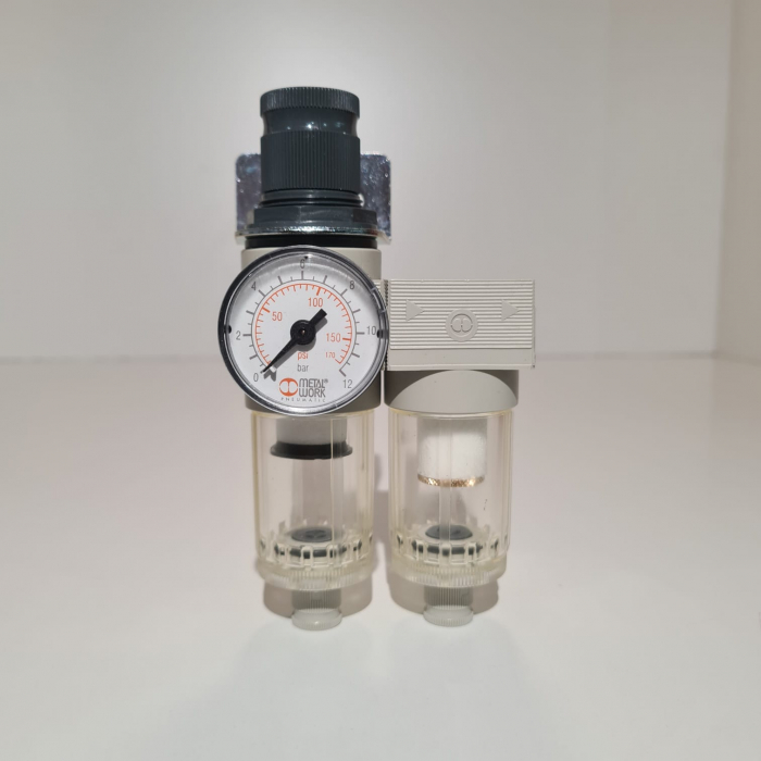 Baterie filtrare aer comprimat, MW A200, filtrare aer vopsitorie cu regulator, baterie 2 filtre, pana la 0.01 microni, debit 250 l/min [2]