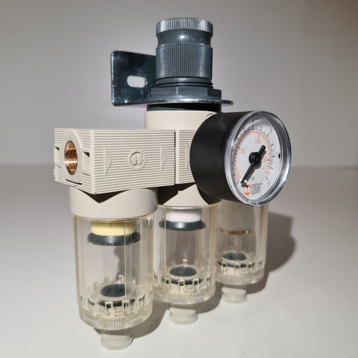 Baterie filtrare aer comprimat, MW A300, filtrare aer vopsitorie cu regulator, baterie 3 filtre, pana la 0.01 microni, debit 200 l/min [5]