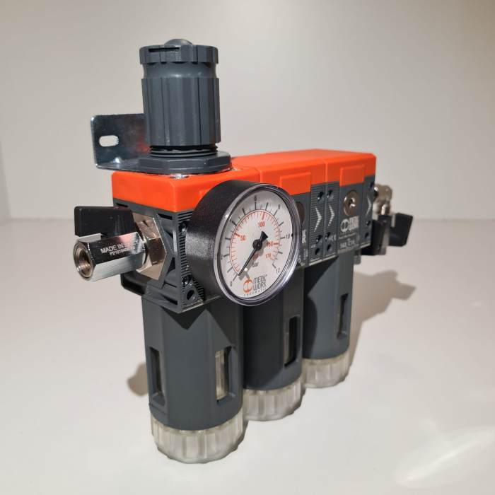 Baterie filtrare aer comprimat, MW B300, filtrare aer vopsitorie cu regulator, baterie 3 filtre, pana la 0.003 microni cu carbon activ, debit 800 l/min [5]
