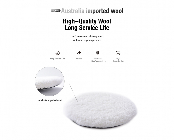 Blana de oaie, Shine Mate T160 Heavy-Cut Wool Pad High-Nap, diametru 80 / 130 / 155 mm, cu velcro [6]