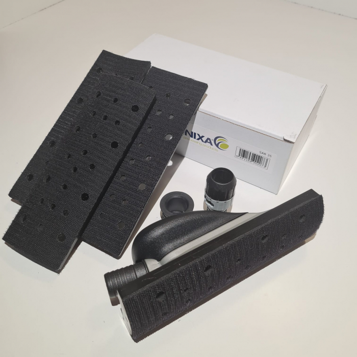 Bloc de slefuit manual, Finixa SAB 35, velcro cu aspirare, maner ergonomic, 4 adaptoare forme diferite, dimensiune 70mm x 198mm [4]