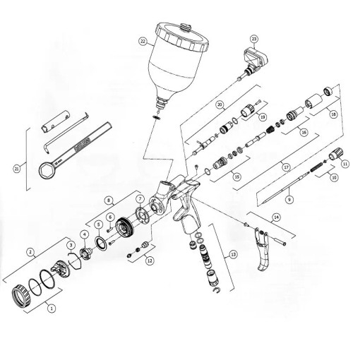 Cap de aer, DeVilbiss 704408, fluture DV1-B PLUS HVLP pentru DV1 [2]