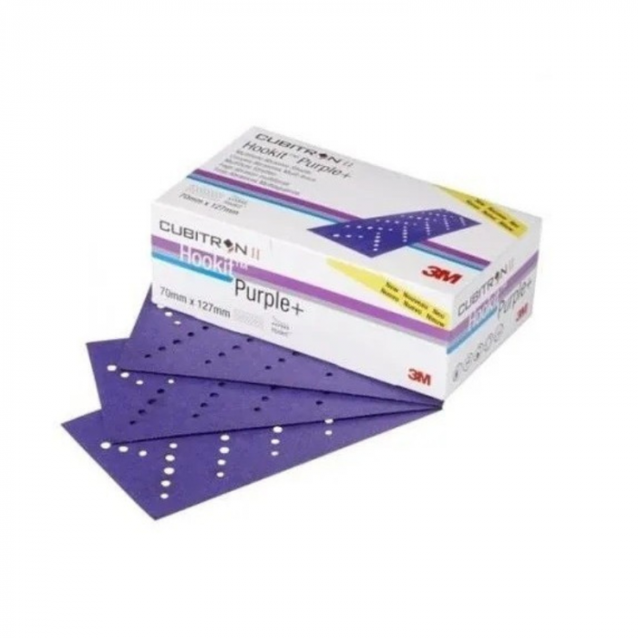 Coala abraziva slefuit velcro, 3M Hookit Coupes Purple+, duritate P240, diamensiune 70 x 127 mm [1]