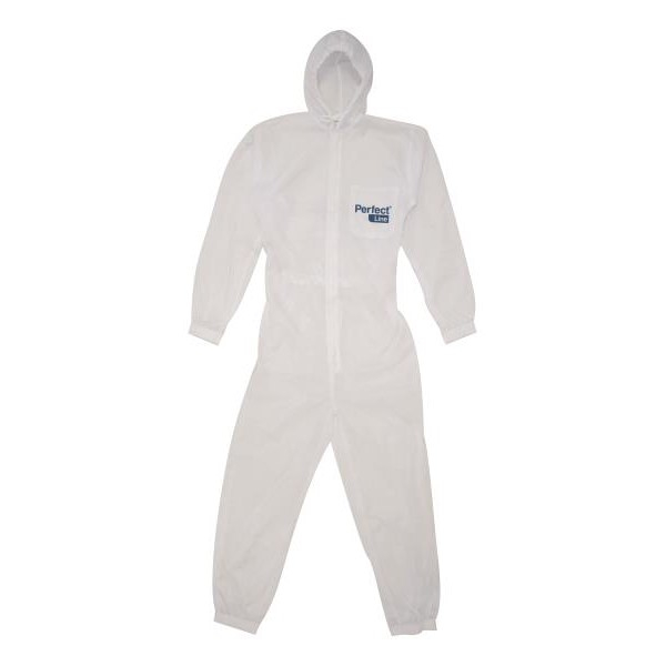 Combinezon de protectie cu gluga, Perfect Line PL.SO.EC, alb, reutilizabil, marime la alegere [1]