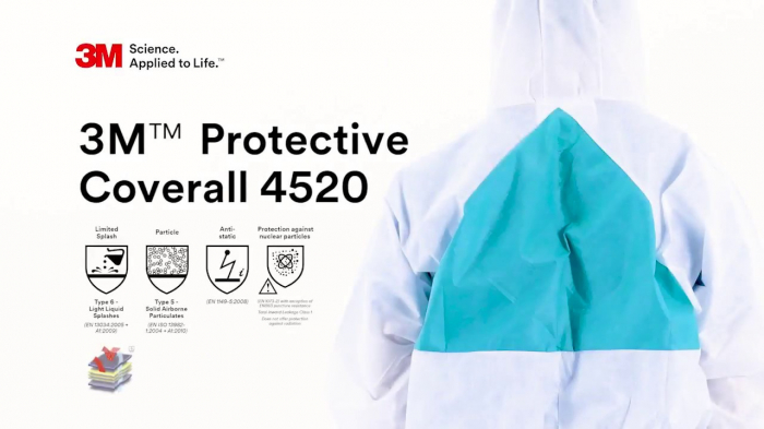 Combinezon protectie impermeabil ALB cu gluga 3M™ 4520 foarte rezistent, fără scame pentru uz general [3]